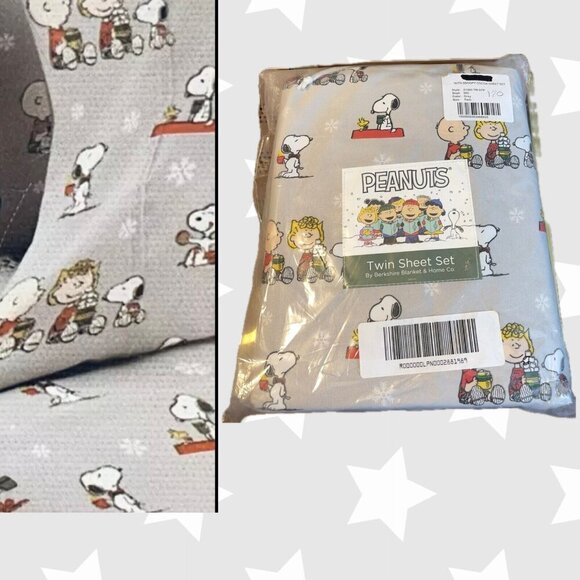 Berkshire Gray Peanuts-Snoopy & Friends Hot Chocolate Graphic Twin Sheet Set - Picture 1 of 5